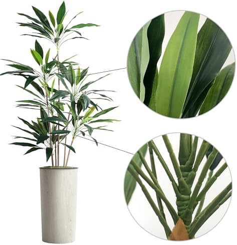 SIGNWIN Artificial Tree in Modern Swirl Pattern Planter, Fake Dracaena Tree Silk Tree for Indoor and Outdoor Home Decoration - 66" Overall Tall (Plant Pot Plus Tree) - Image 7