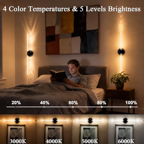 10000mAh Battery Operated Wall Sconce Lights Set of 2(Black,Bubble Crystal) - Image 7