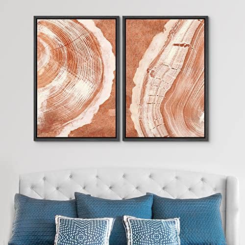 SIGNWIN Framed Canvas Print Wall Art Set Orange Closeup Wood Tree Ring Details Nature Wilderness Illustrations Modern Art Rustic Colorful Ultra for Living Room, Bedroom, Office - 16"" x24 x2 Black - Image 3