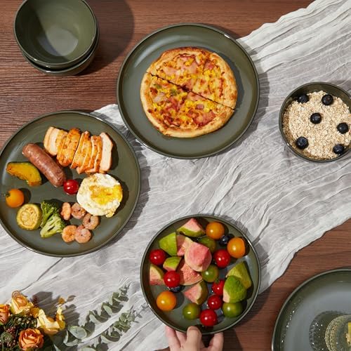Pokini Stoneware Dinnerware Sets for 8, 24pcs Plates and Bowls Sets Dishes - Image 4