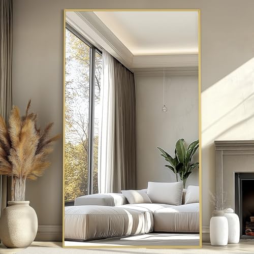 Mirrorons 76"x44" Gold Full Length Mirror, Large Floor Mirror with Stand - Image 3