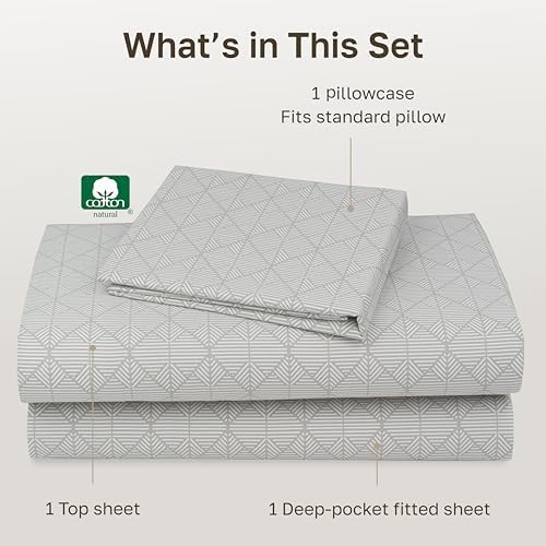 California Design Den Soft 100% Cotton Twin Size Bed Sheet Set, 3 Pcs - Image 4