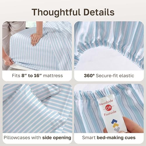 California Design Den Soft 100% Cotton Sateen Cali King Sheets Set, 4 Pcs - Image 5