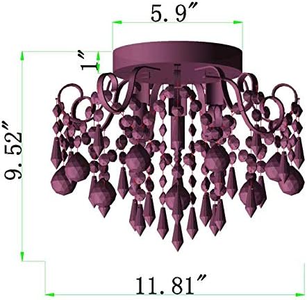 Q&S Mini Crystal Chandelier,Semi Flush Mount Pink Girl Chandelier, Small Crystal Ceiling Light Fixture Bedroom Bathroom Closet Nursery 3 Lights - Image 2