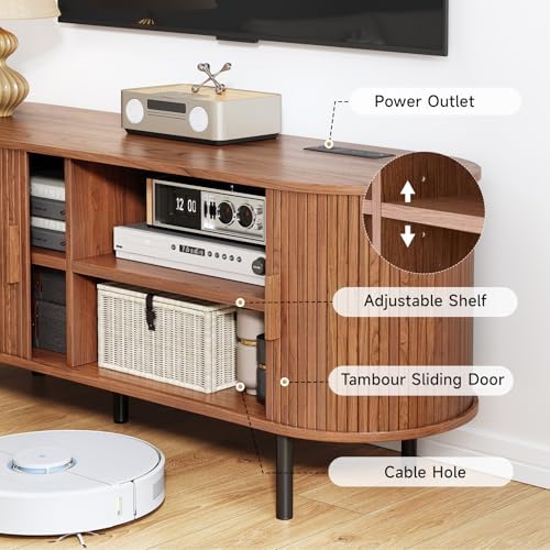 ComfyCorner 55" Mid Century Modern TV Stand with Sliding Doors for 60" TV - Image 3