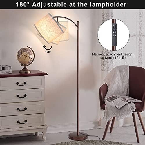 Floor Lamp for Living Room, 4 Color Temperature LED Floor Lamp with Remote Control & Foot Switch, LED Bulb Included, Modern Standing Lamp for Bedroom, Study Room, Office - Oil Rubbed Bronze - Image 4