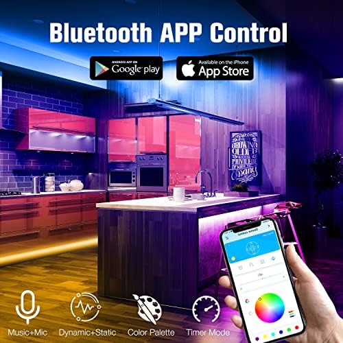 DAYBETTER LED Strip Lights 200 ft (2 Rolls of 100 ft), Smart App Control Lighting Bedroom Rome Decor with Remote, RGB Color Changing LED Lights for Party - Image 2