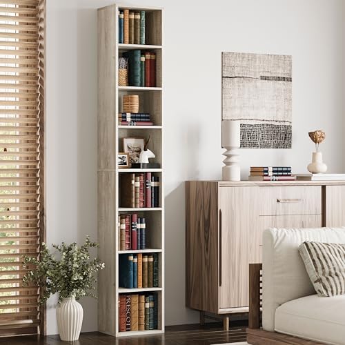 IRONCK Tall Narrow Bookshelf 8 Tiers, Compact Corner Bookcase, Floor Standing Display Storage Shelves 71 in Tall, Easy to Match for Living Room, Office, Study, Bedroom - Image 2