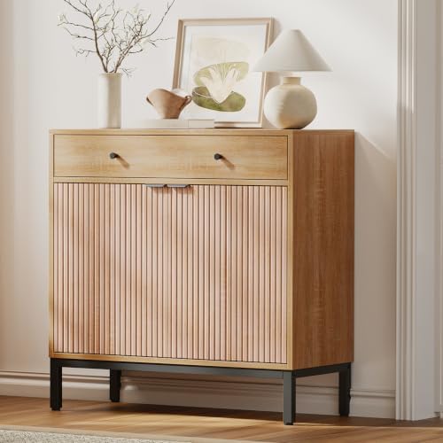 Mericonia 31 Inch Sideboard Buffet Cabinet Storage, Modern Wood Console Fluted Credenza - Image 4