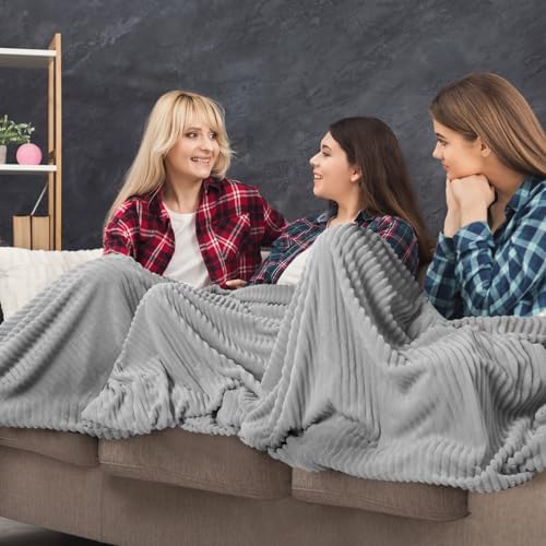 Buryeah 6 Pcs Flannel Blankets Bulk,Fall Outdoor Wedding, Light Gray - Image 4