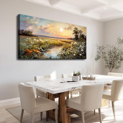 hyidecorart Canvas Wall Art For Living Room Wall Decor For Bedroom Office Decorations Vintage Farmhouse Wildflower Wall Paintings Nature Landscape Picture Artwork Aesthetic Home Decor Ready To Hang - Image 5