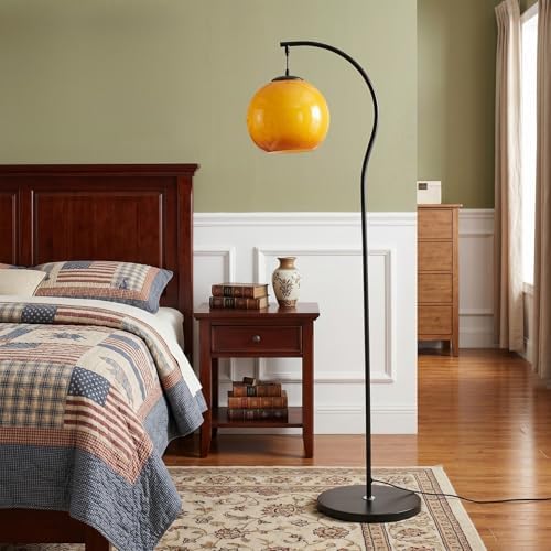 59.1 Inch Mid Century Arch Floor Lamp with Orange Glass Shade - Image 5