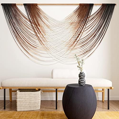 Macrame Wall Hanging Brown Dip Dyed Boho Fiber Art Decor 57"W*35"L by FLBER