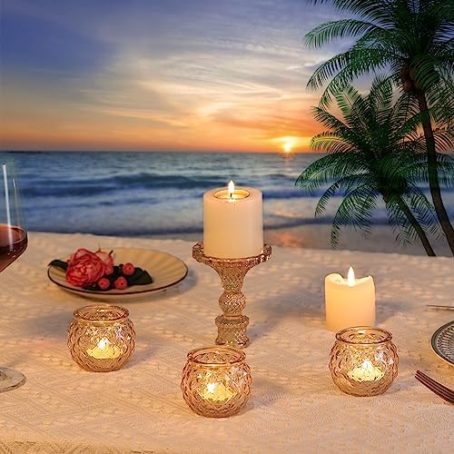 DARJEN 24 Pcs Gold Votive Candle Holders Round Glass Candle Holders Bulk - Image 4