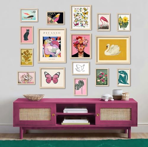 ANERZA 16 PCS Eclectic Wall Art Decor, Modern Maximalist Wall Prints for Bedroom, Posters for Room Aesthetic, Wall Collage Kit Pictures for Living Room, Colorful Dorm Gallery Home Decor - Image 5
