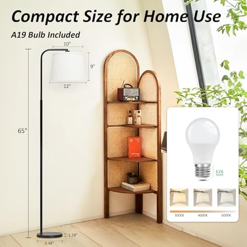 AKASUKI Floor Lamp for Living Room with 3 Color Temperatures, Foot Switch Standing Lamps for Living Room, Bedroom, Office, Arc Mordern Floor Lamp with 9W LED Bulb Included - Image 5