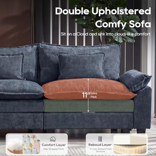 URRED Oversized Modular Sectional Sofa，Blue：157" U Shaped - Image 3