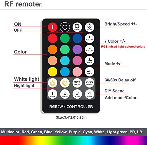 Dimmable Under Cabinet Lighting, RGB LED Light Bar, RF Remote Control Lamp, Multicolor Under Counter Lights for Desk, Room, Cupboard, Hallway, Shelf, Closet (12 Inch) - Image 3