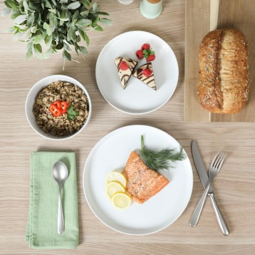 Gibson Home Rothernberg 18-Piece Stackable Porcelain Dinnerware Set, Service for 6 – White Plates and Bowls, Microwave & Dishwasher Safe - Image 3