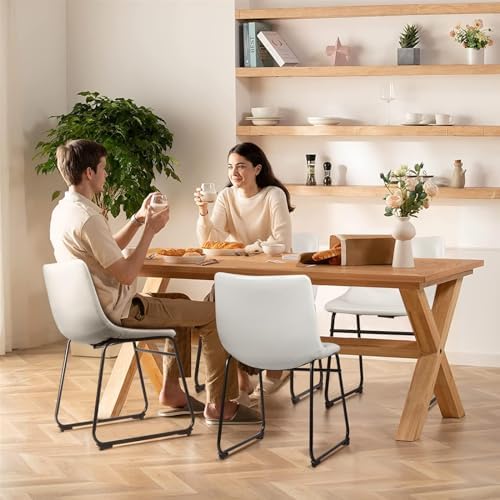 Waleaf Dining Chairs Set of 4, 18" Faux Leather Counter Height Bar Stools by Waleaf