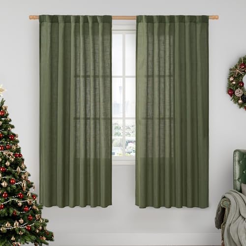 LAMIT Light Filtering Linen Curtains 68 inch for Bedroom, 52 x 68 Inch by LAMIT