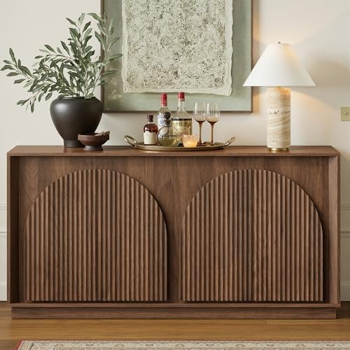win2win 65" Sideboard Buffet Cabinet with Storage, Modular Credenza, Walnut by WIN2WIN