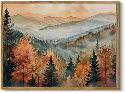 InSimSea Vintage Fall Canvas Wall Decor, Landscape Pictures Framed Art by InSimSeaArt