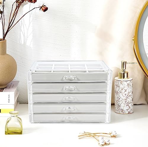 ProCase Earring Holder Organizer Jewelry Box with 5 Drawers, Warmwhite - Image 6