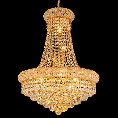 Gold Crystal Chandeliers for Dining Room，12-Lights D22 Inch by Gifarich