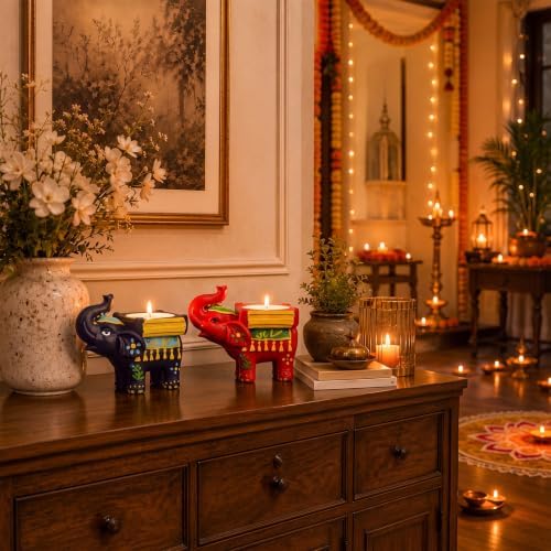 Pinkunn 4 Sets Diwali Return Gifts for Pooja Elephant Tealight Holder - Image 6