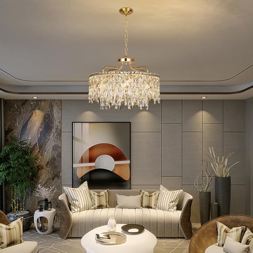 24" 8 Lights Gold Crystal Chandeliers for Dining Room Light Fixture - Image 3