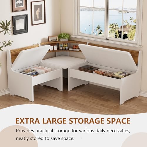 PAKASEPT Corner Breakfast Nook Table Set Kitchen Bench with Soft Cushion - Image 5