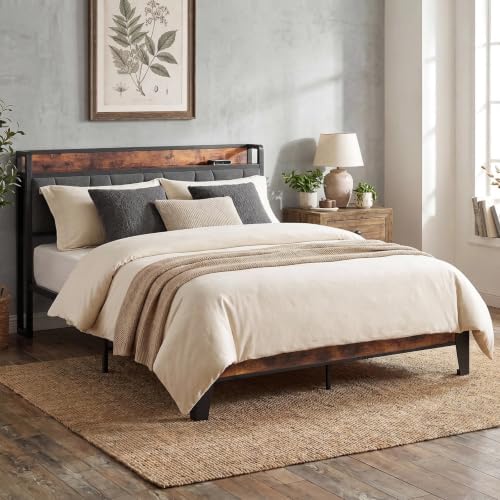LIKIMIO Queen Size Bed Frame with Storage Headboard and Charging Station - Image 3