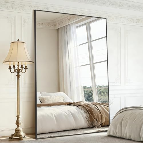 Mirrorons 72"x44" Black Full Length Mirror, Large Floor Mirror with Stand - Image 2