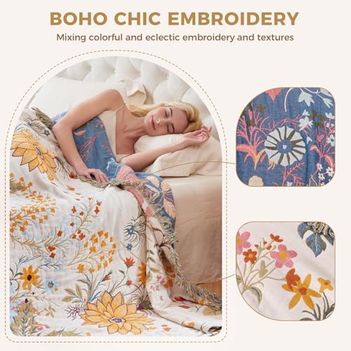LUTBM Boho Throw Blanket for Couch 50"x60", Cotton Decorative Bed Throws - Image 3