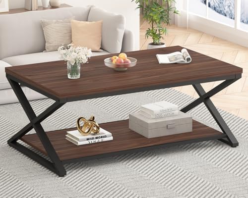 HSH 39" Rectangle Coffee Table with Storage for Living Room, Walnut - Image 3