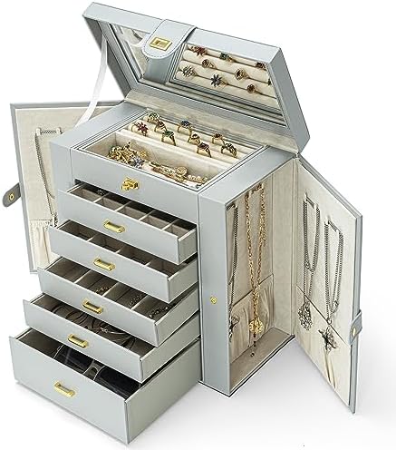 AKOZLIN 6-Tier Jewelry Box Organizer 5 Drawers Storage Extra Large Grey - Image 5