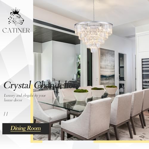 CATINER 30" Modern Crystal Chandelier,16-Light Large Chrome Light Fixture - Image 5