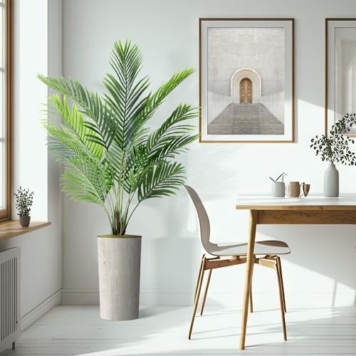 Artificial Tree in Modern Swirl Pattern Planter, Fake Areca Tropical Palm Silk Tree for Indoor and Outdoor Home Decoration - 66" Overall Tall (Plant Pot Plus Tree) - Image 6