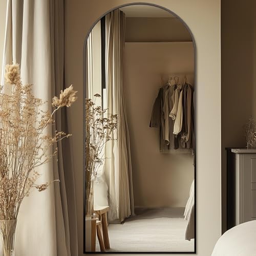 71"x32" Arched Full Length Mirror, Large Floor Mirror, Black - Image 3