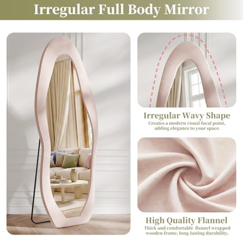 Koonmi Pink Mirror Full Length 71"x30", Wavy Full Body Mirror - Image 3