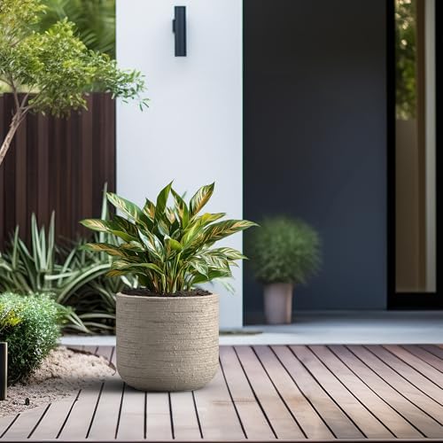 Kante Large Round Capsule Weathered Concrete Planter 13.8" Dia, Outdoor - Image 5
