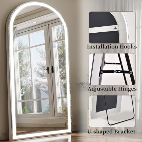 GLSLAND LED Arched Full Length Mirror, 76"x34" Lighted Full Body Mirror - Image 5