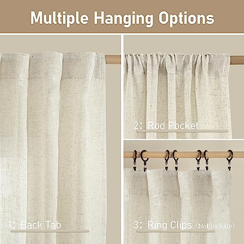 LAMIT Extra Wide Linen Sheer Curtains for Bedroom Light Filtering Panels - Image 3