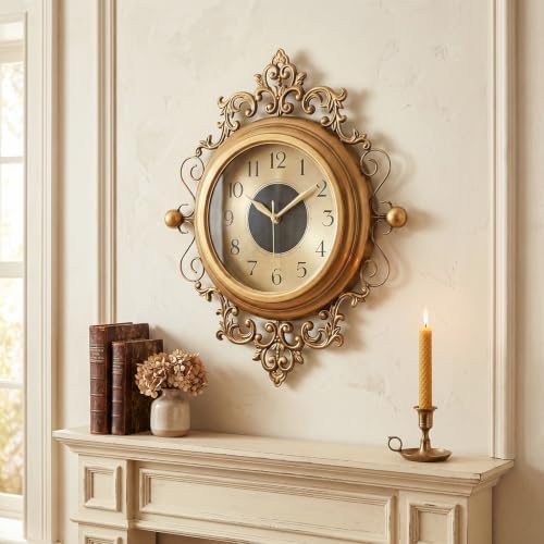 Vintage Wall Clocks Living Room,16"X19" Elegant Retro Silent Wall Clock,Decorative Antique Victorian Wall Clocks Battery Operated for Bedroom Kitchen Entryway Office Decor - Image 5