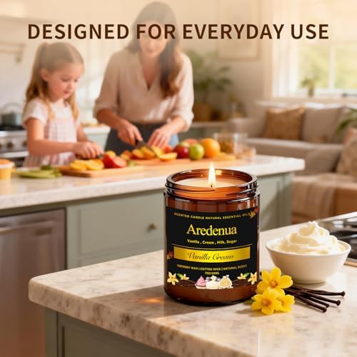 Vanilla Cream Odor Eliminating Candles, 7 oz Soy Scented Candle - Image 4