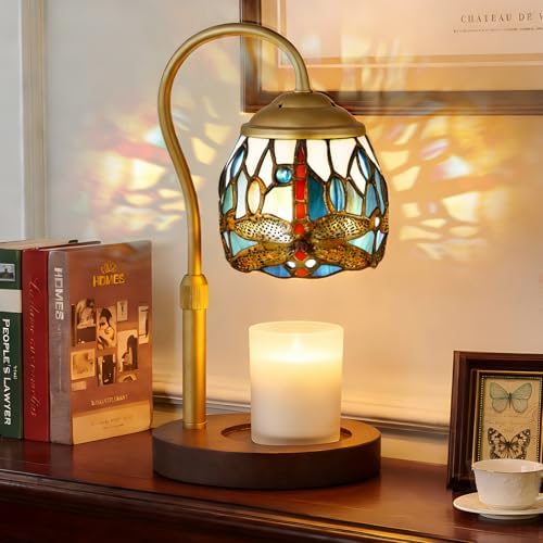 Dragonfly Tiffany Style Candle Warmer Lamp, Adjustable Height by GlassCharms