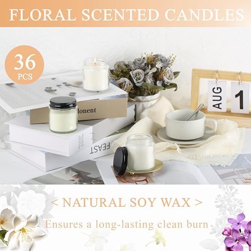 ACITHGL 36 Pcs 4oz Mini Mason Jar Candles Small Scented Candles Bulk Aromatherapy Ideal Souvenir Favors for Wedding Birthday Party (Vanilla, Lilac, Gardenia, Black) - Image 4
