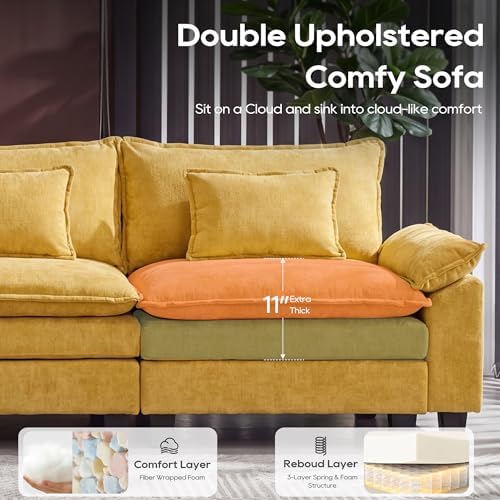 URRED Oversized Modular Sectional Sofa，Yellow：87" L Shaped - Image 4