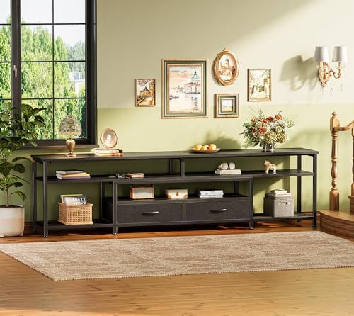 Huuger 71 Inch LED TV Stand with Power Outlets for 75 80 Inch TV - Image 7